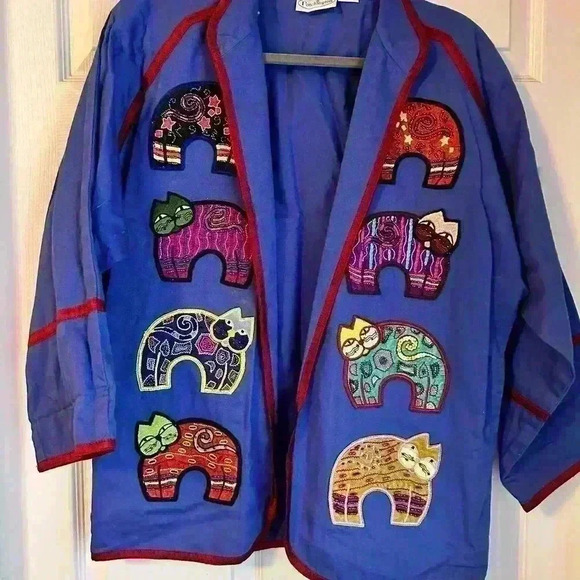 Vintage Patchington Cat Long Sleeve Silk Trim Sweater Jacket Size XS - Picture 4 of 10